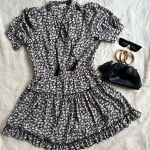 Heartloom Floral Black and White Dress